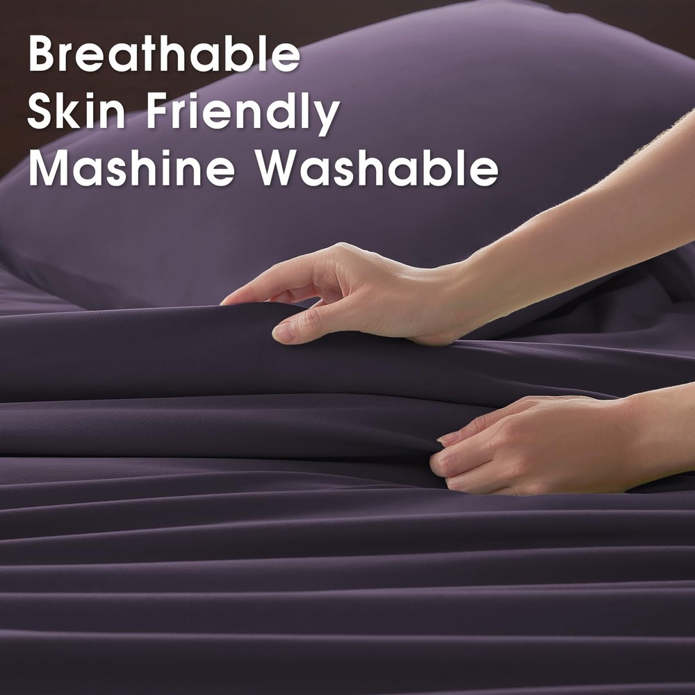 USXIBEI Queen Size 4 Piece Sheet Set - Comfy Breathable & Cooling Bed Sheets Set