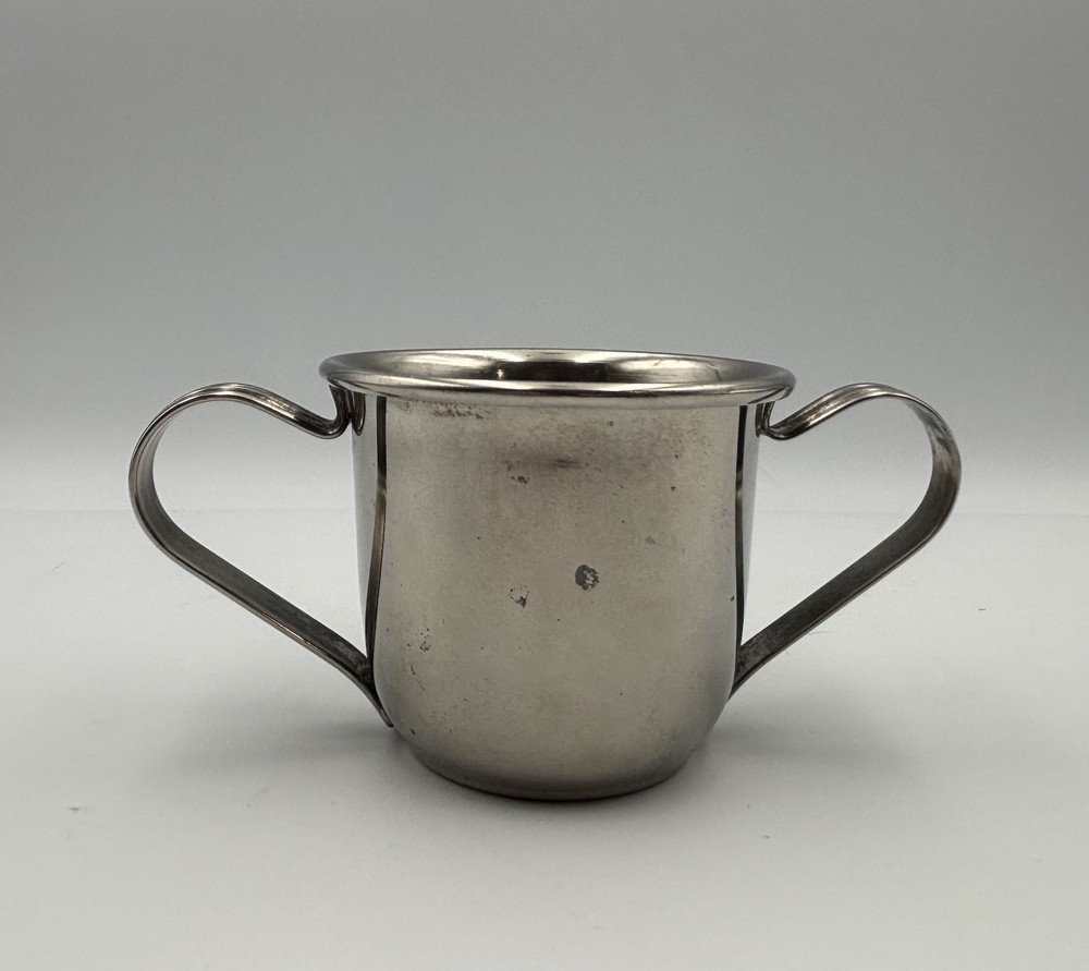 Vintage Silverplate Double Handled Duck Baby Cup Nursery Keepsake Gift Decor