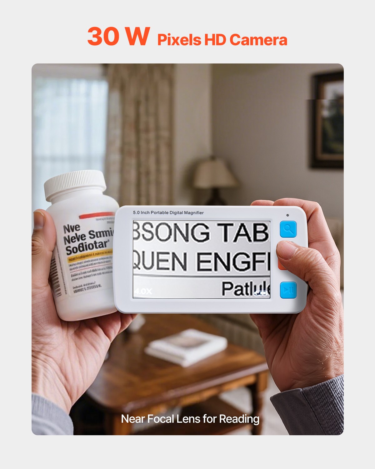 VEVOR Portable Digital Magnifier 5" HD Electronic Video Magnifier 4X - 32X Zoom
