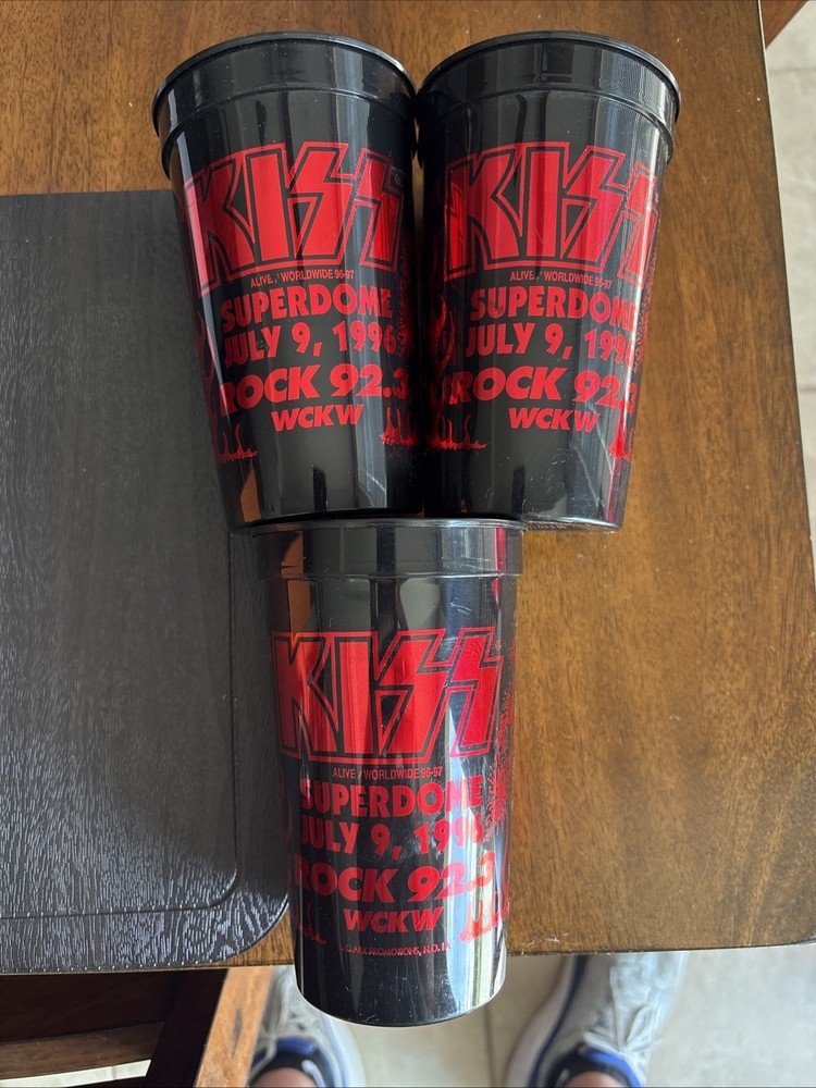 KISS Alive Worldwide 96-97 Promotional Set Of 3 Cups New Orleans Superdome WCKW