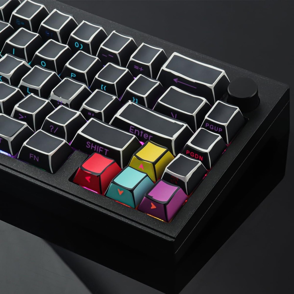 Tsungup Custom Keycaps-Side Print Keycap Set,PBT Shine Through Cool Retro Key...
