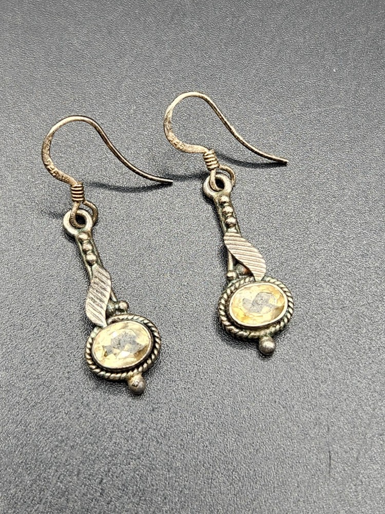 Sterling Silver Citrine Dangle Earrings