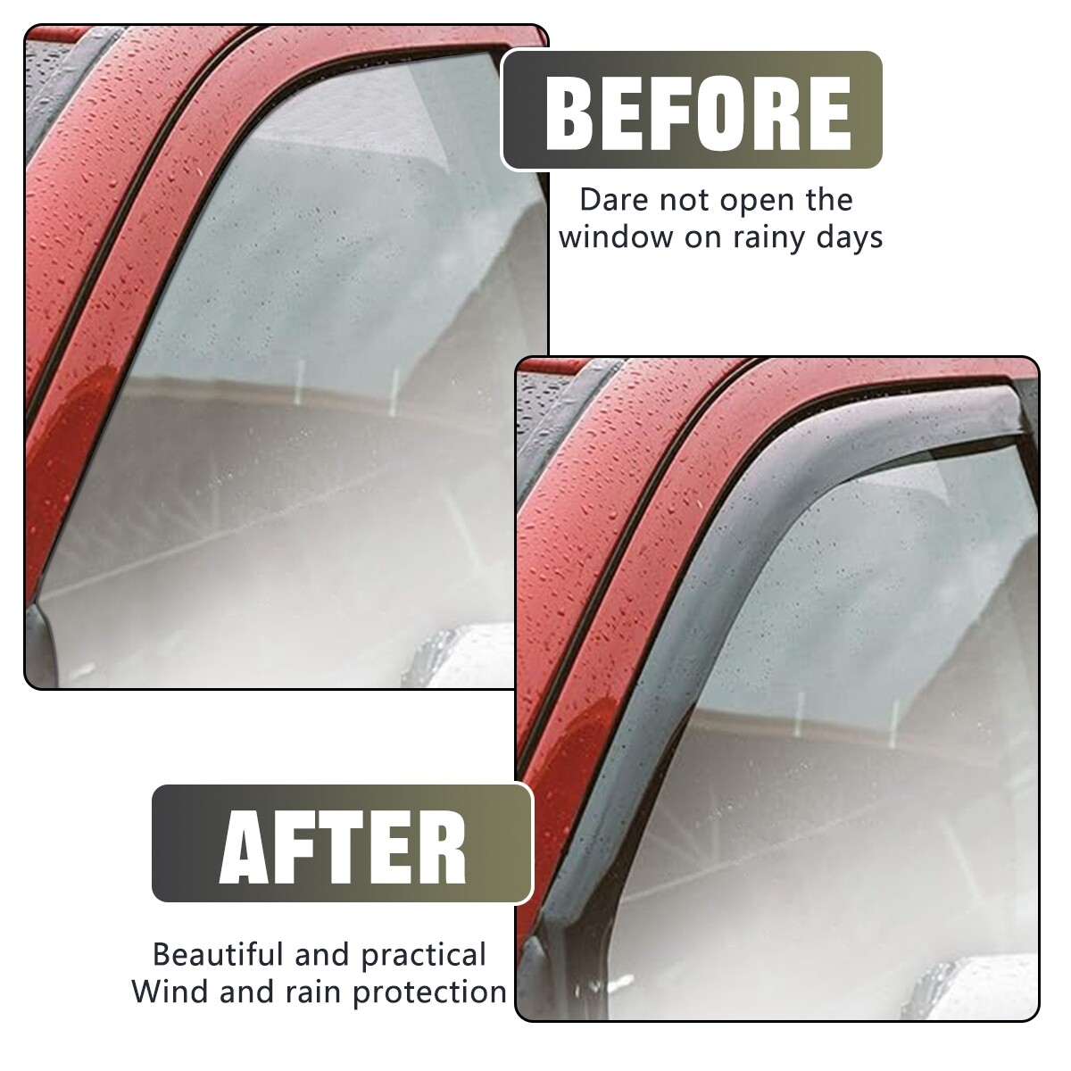 In-Channel Window Visors Sun Rain Guards For GMC Sierra 1500 Crew Cab 2019-2025