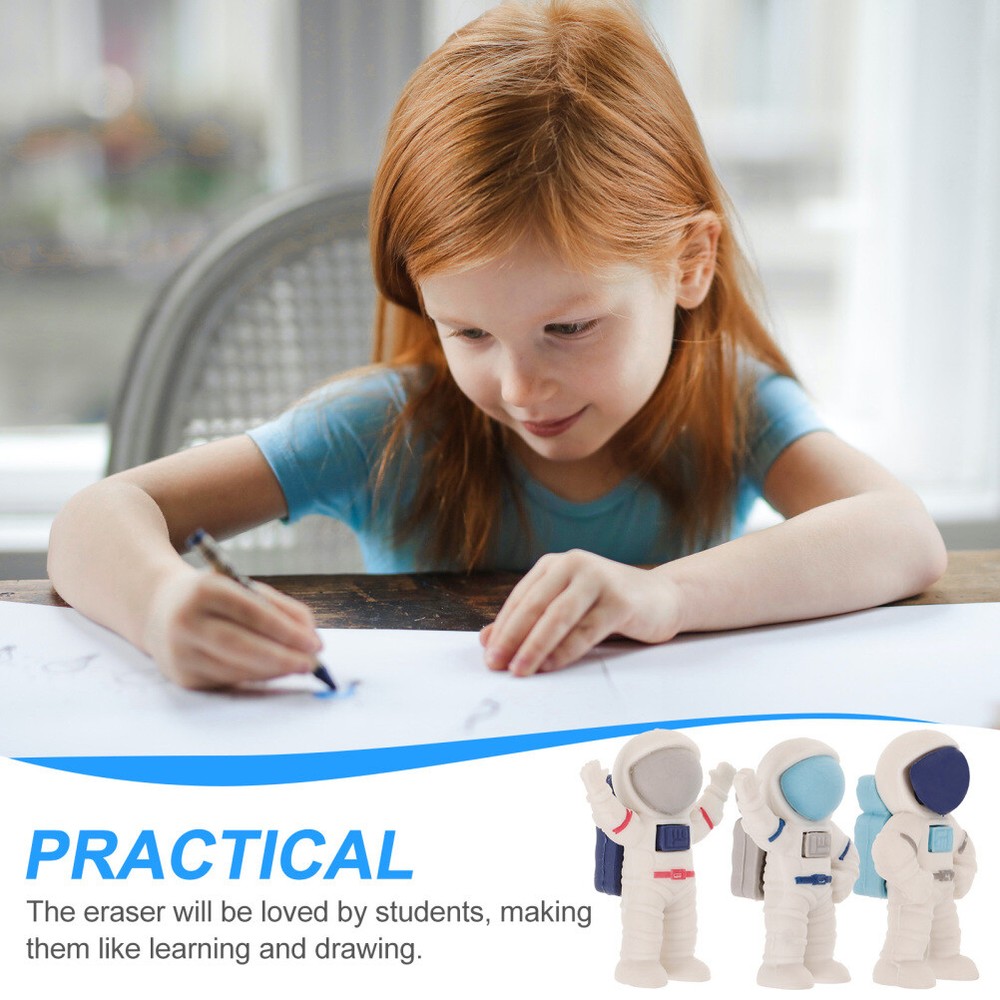 24PCS Small Spaceman Erasers Cartoon Astronaut Erasers Portable Erasers