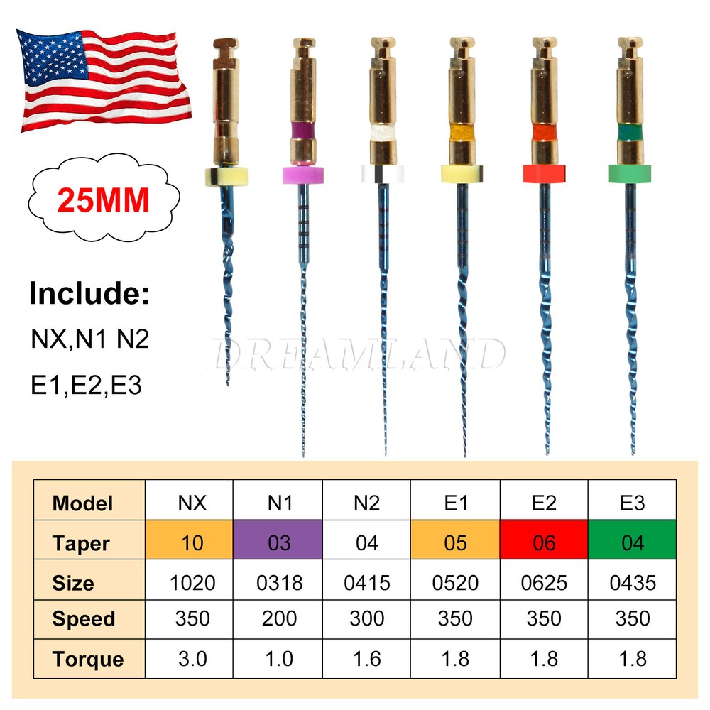 Rotary Files 25mm NX-E3 Dental Assorted Endodontics