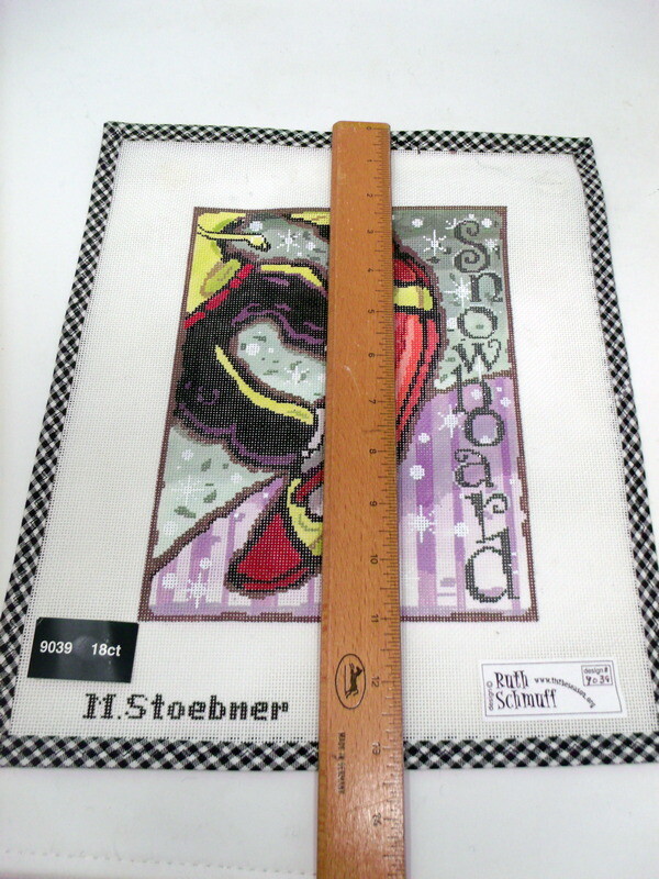 HTF M Stoebner for Ruth Schmuff SNOWBOARD Hand-Painted Needlepoint Canvas