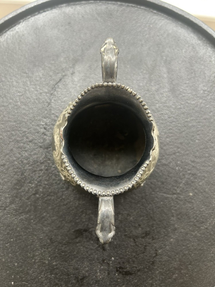 Vintage Engraved Silver Plated Sugar Bowl - Double Handle