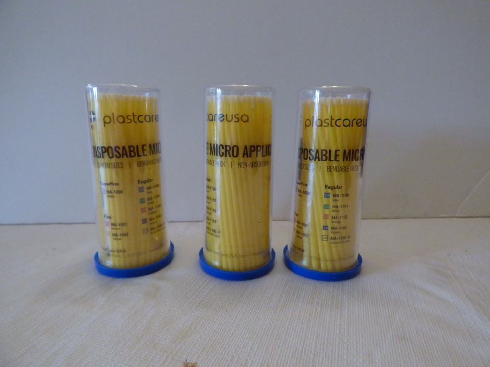 PLASTCARE Micro Brushes Yellow 100 Fine Brush Applicators/Auto/Model/Doll Work