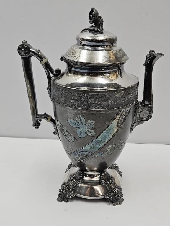 Simpson Hall & Miller Treble Plate Coffee Tea Pot Silver Plated Vintage