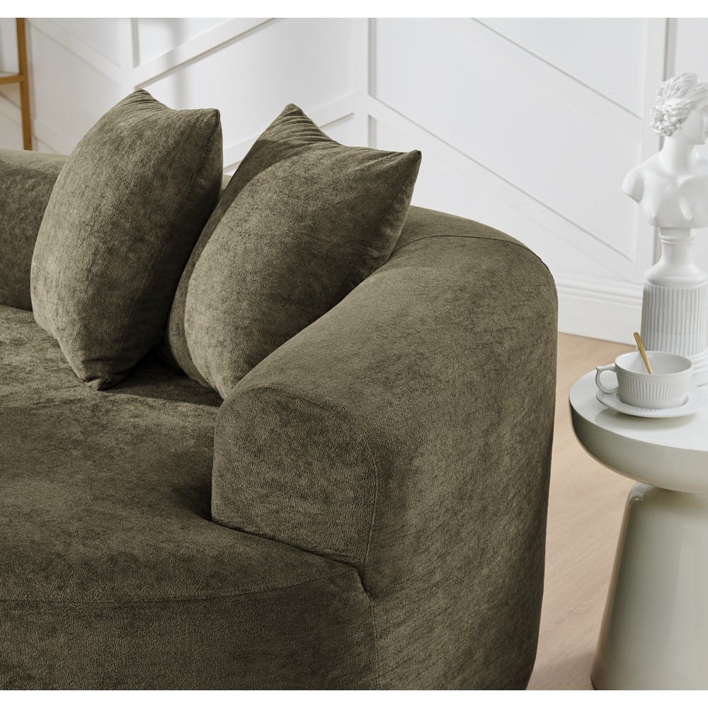 4-Seater Chenille Sofa Set, Modern Curved Couch, Soft, No Assembly