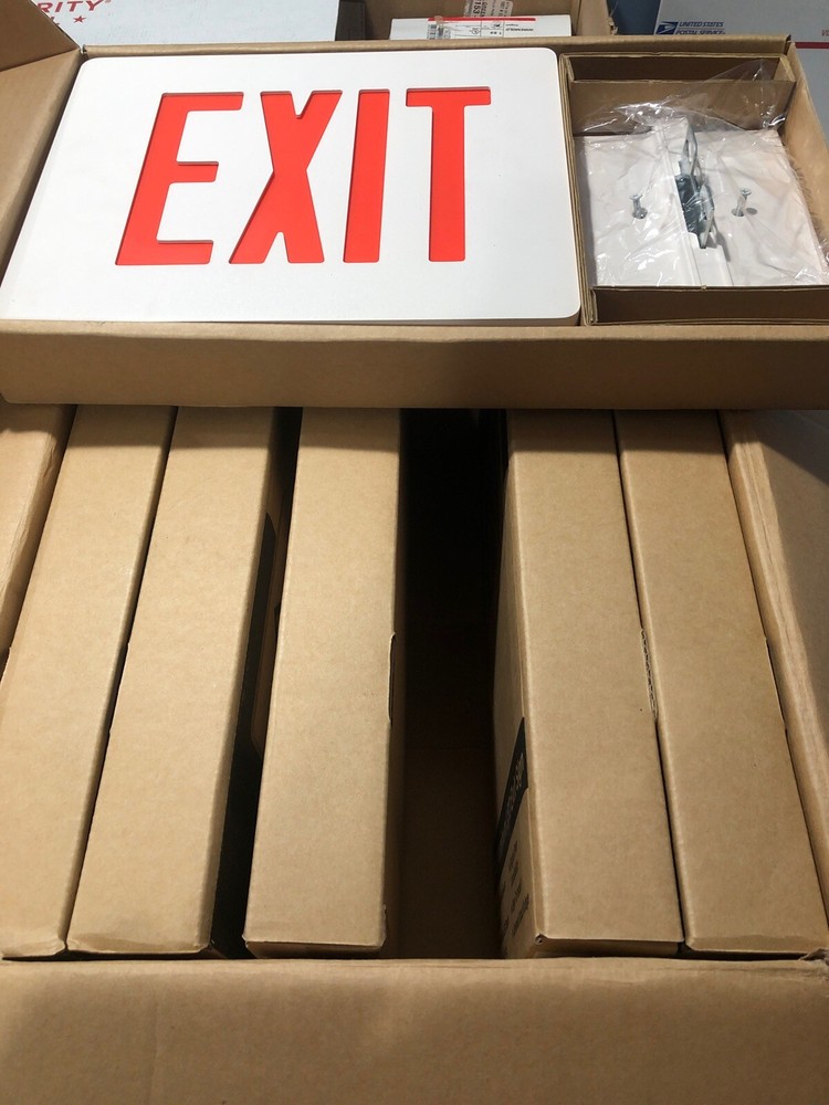 6 Hubbell Prescolite DuraMax DMX2REW Die Cast Exit Double Face White EXIT SIGN