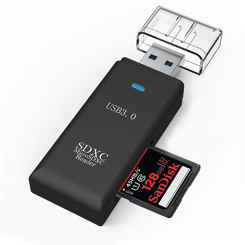 2 in 1 USB 3.0 Micro SD SDXC TF T-Flash Memory Card Reader Adapter High Speed US