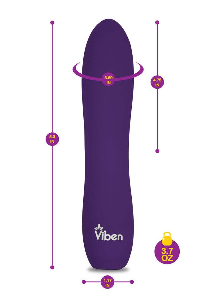 Viben Vivacious 10 Function Powerful Contoured Bullet Vibrator Violet, New