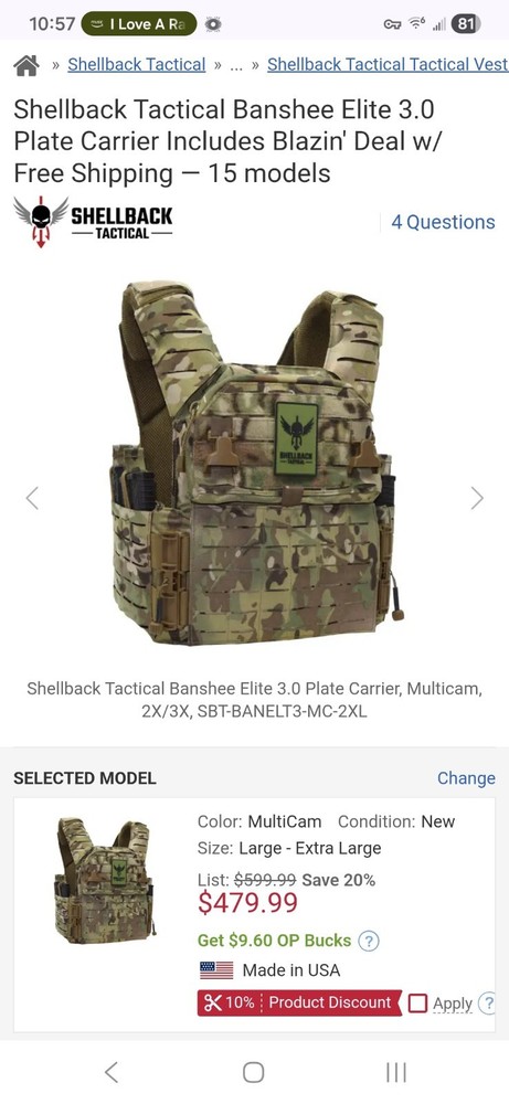 Shellback Tactical Banshee 3.0 Large Multicam