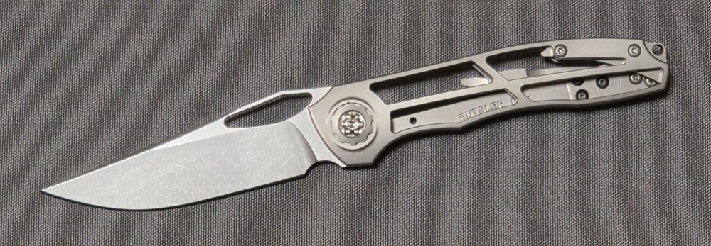 Eutsler Custom Knives DUK - Skeletonized Ti, Windowed CPM-154 Blade, Insert Lock