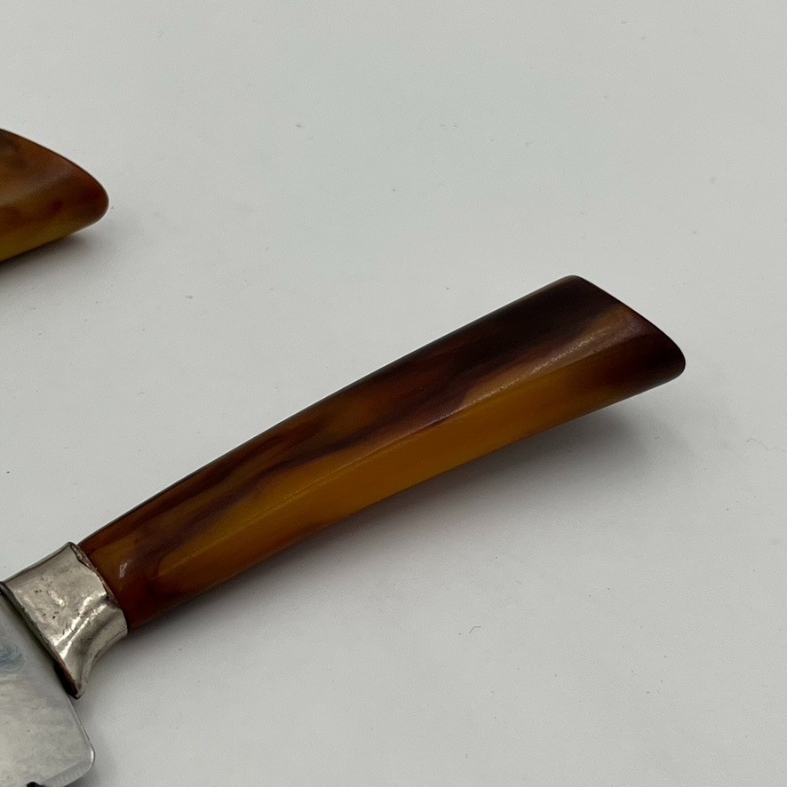 2- VTG Cheese Butter Spreader Bakelite Handle Frontier Forge Knife MCM Kitchen