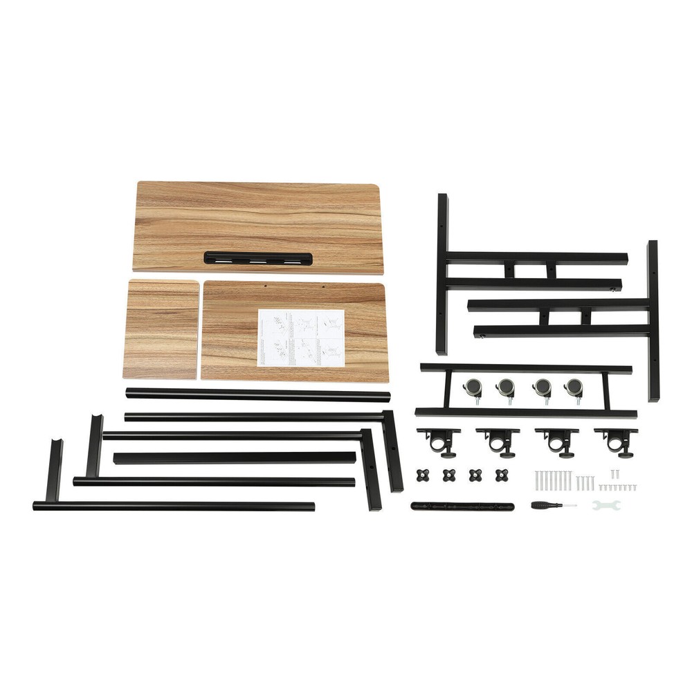 Rolling Laptop Desk Adjustable Height Computer Table Stand up Office Workstation