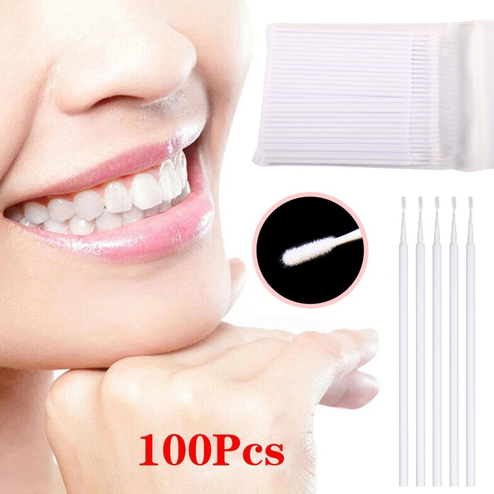 100pcs 4Sizes Dental Microbrush Disposable Applicators Tips Micro Brush Cleaning