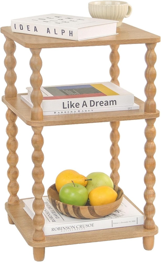 End Table Modern Side Table W/ 3 Tier Open Shelf Small Table Bed Side Tables