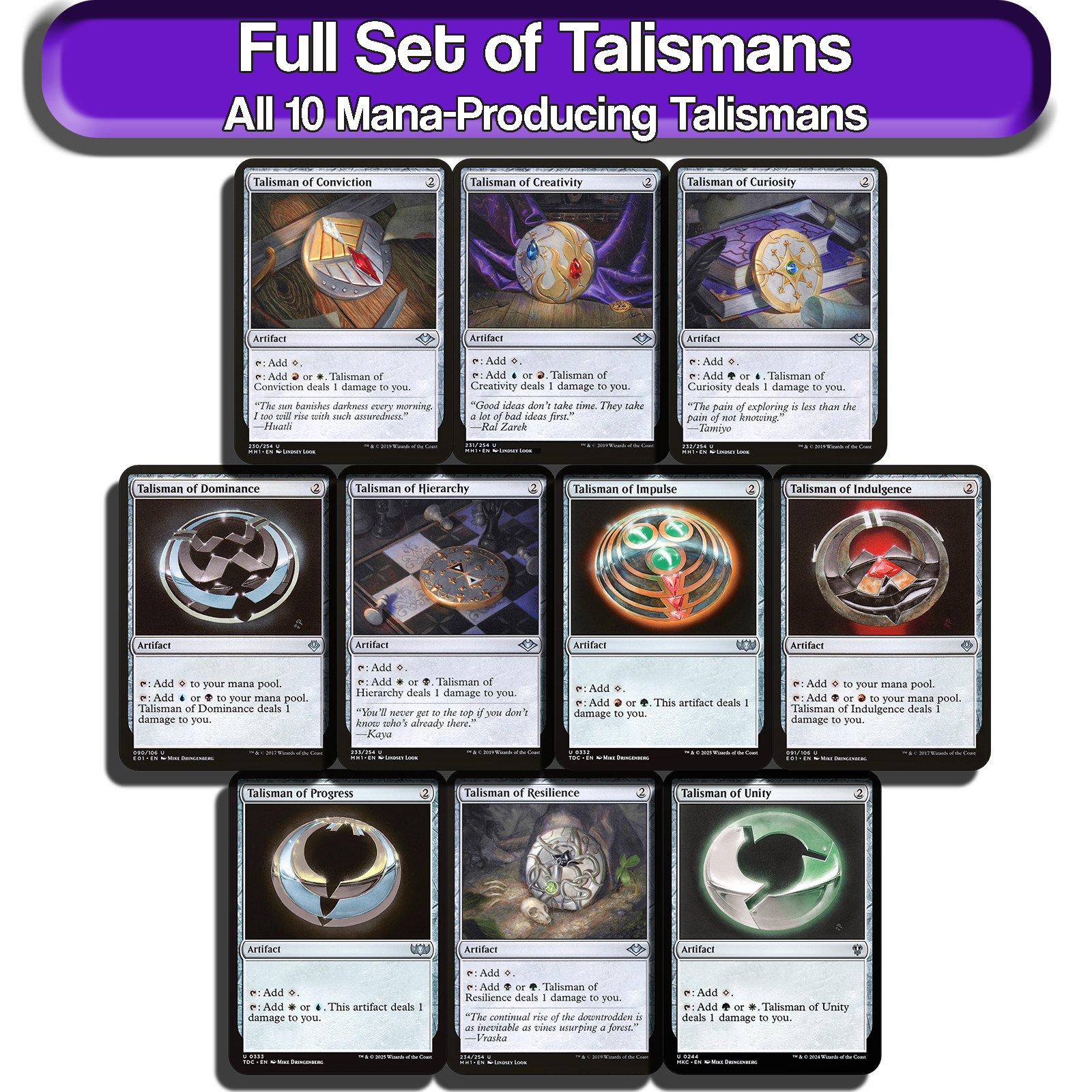 Talismans MTG Mana Rocks Full Set All 10 Magic The Gather Commander Staples EDH