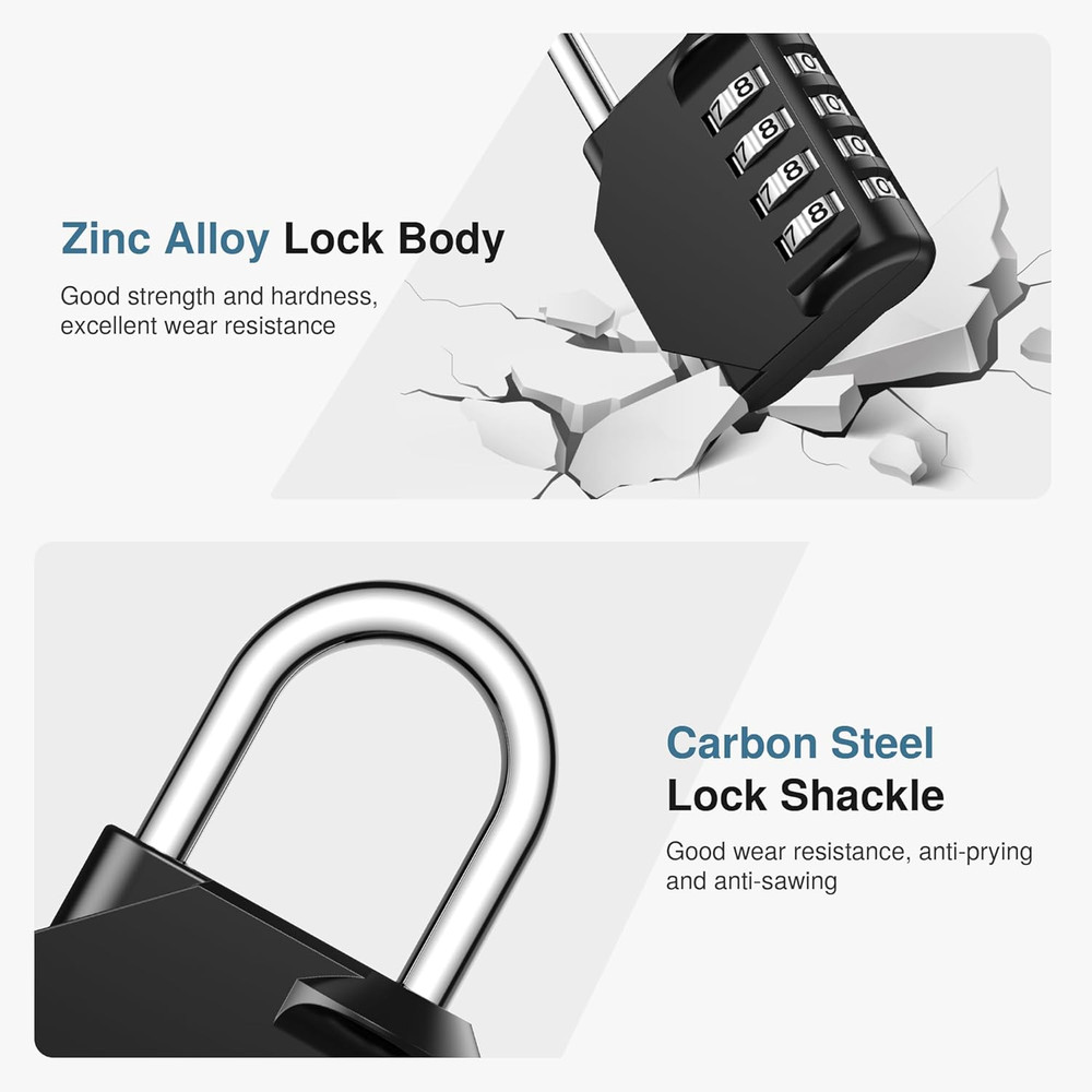 Combination Lock 10 Pack 4 Digit Waterproof Locker Locks Secure Outdoor Padlock
