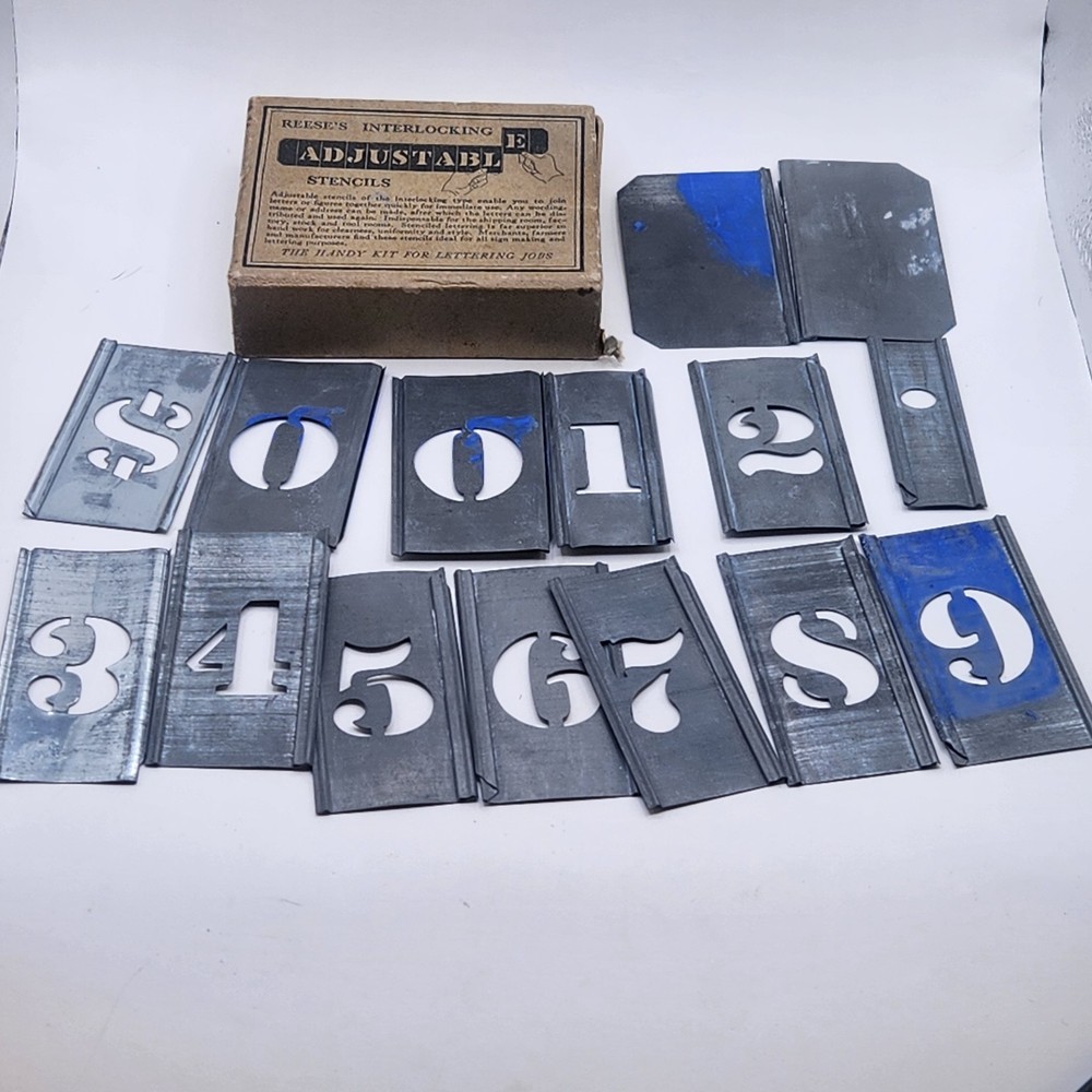 Vintage Reese Interlocking Adjustable Number Stencils 1"