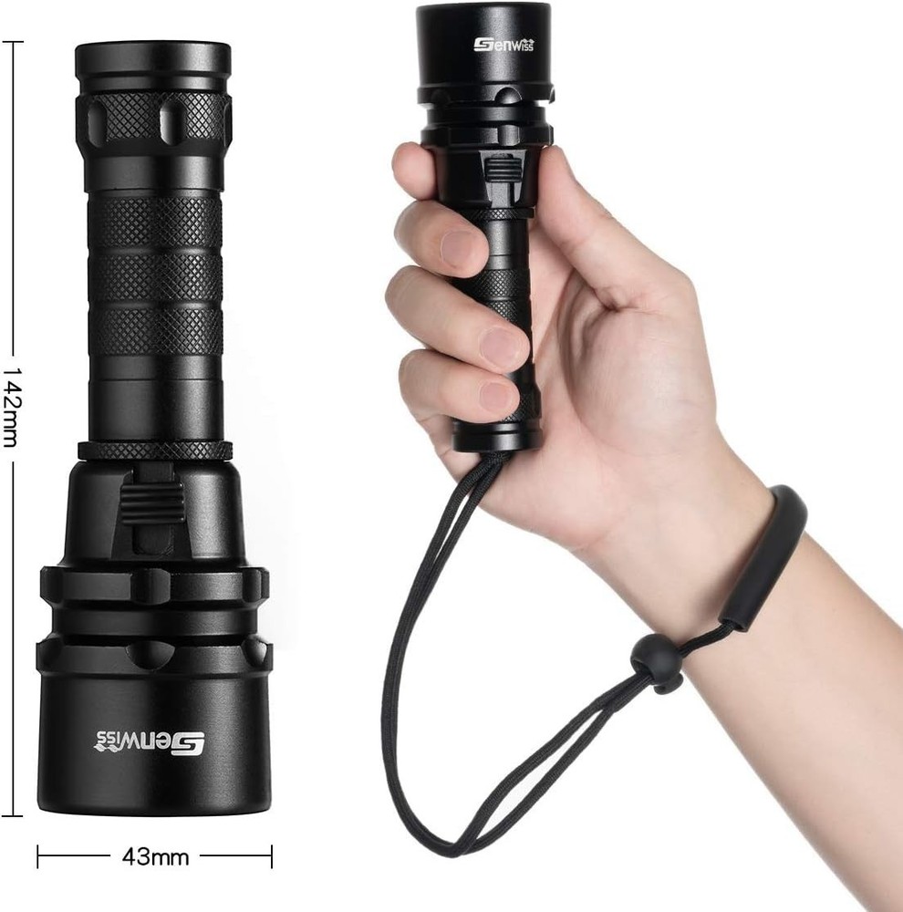 Scuba Diving Flashlight Dive Torch 2000 Lumen Waterproof Underwater XM-L2 LED...