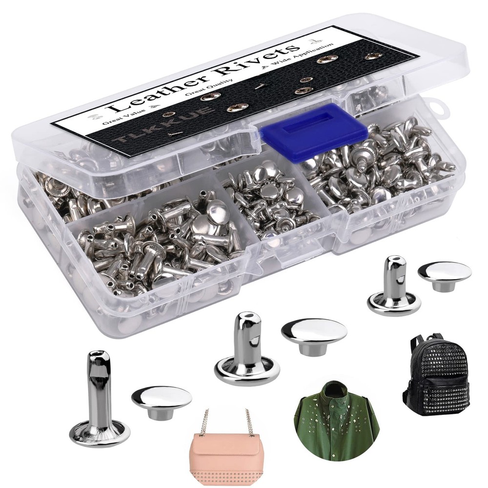 240 Sets Rivets for Leather, Leather Rivets 3 Sizes Leather Double Cap Rivets...