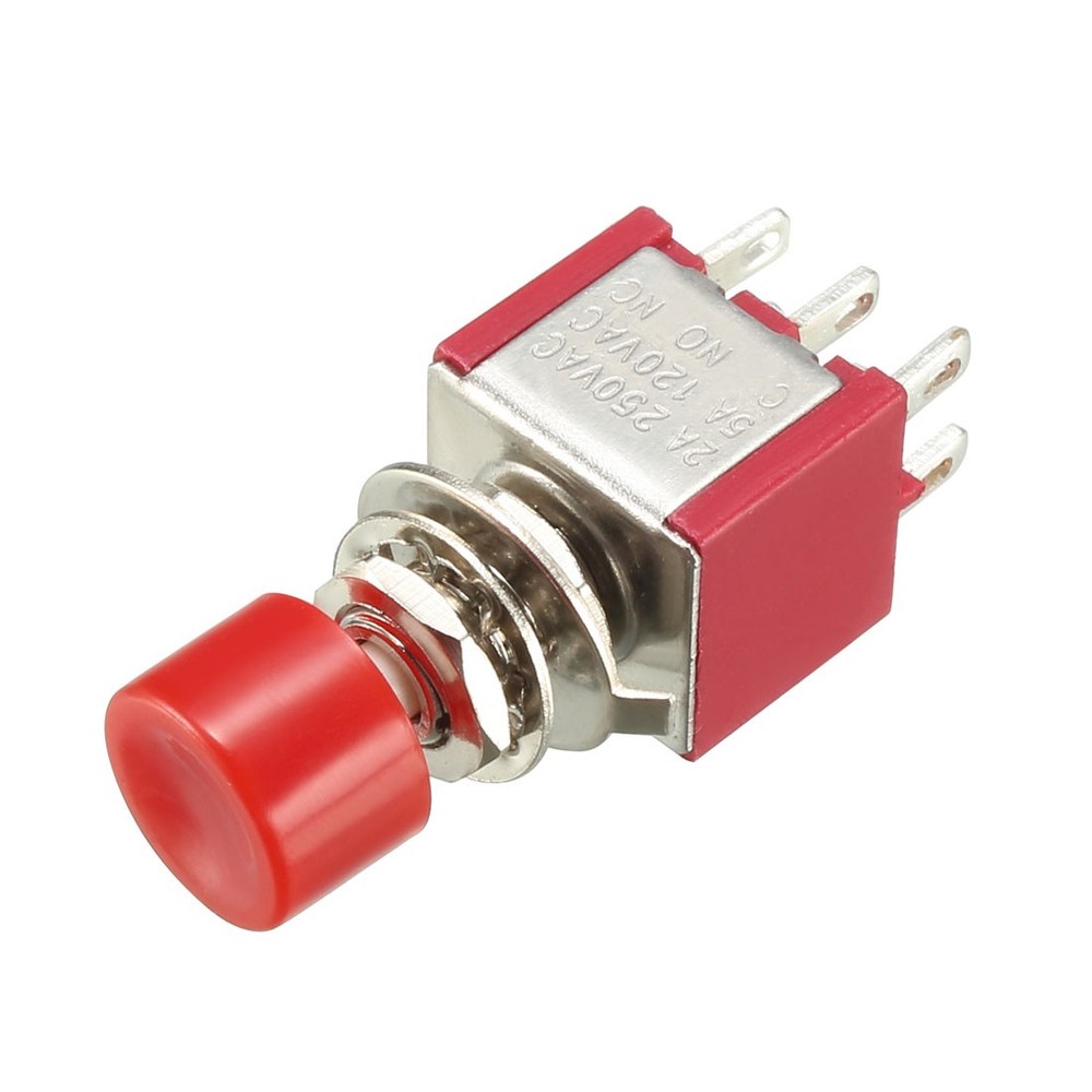 2pcs 6mm Mounting Hole Red Momentary Push Button Switch DPDT 2NO-2NC