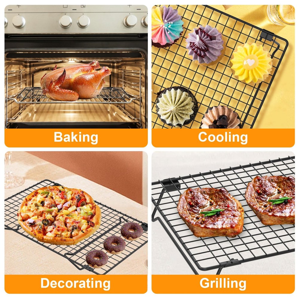 13.4" × 9.4" Stackable Cupcakes Cooling Racks – 2-Pack Nonstick Carbon Steel ...