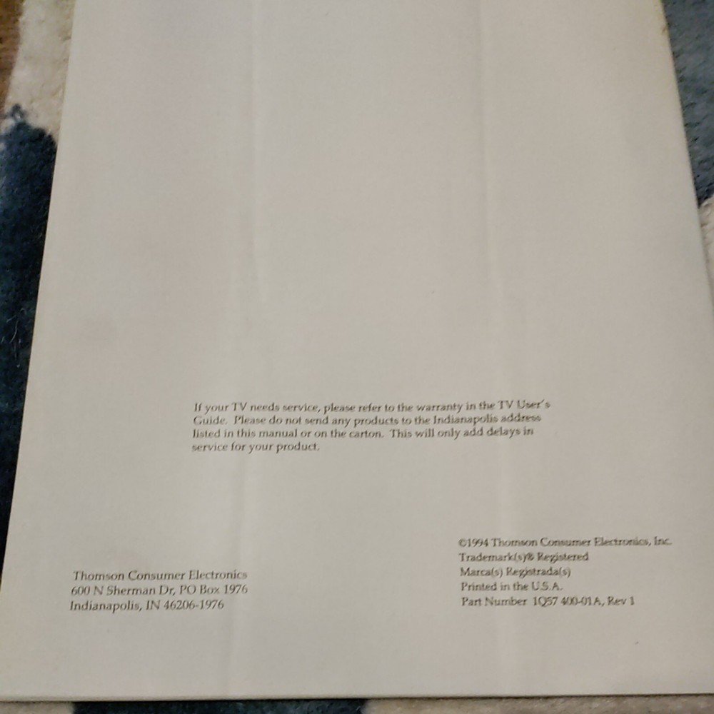 Color Tv RCA Users Guide 1994 & Connection Guide 1994