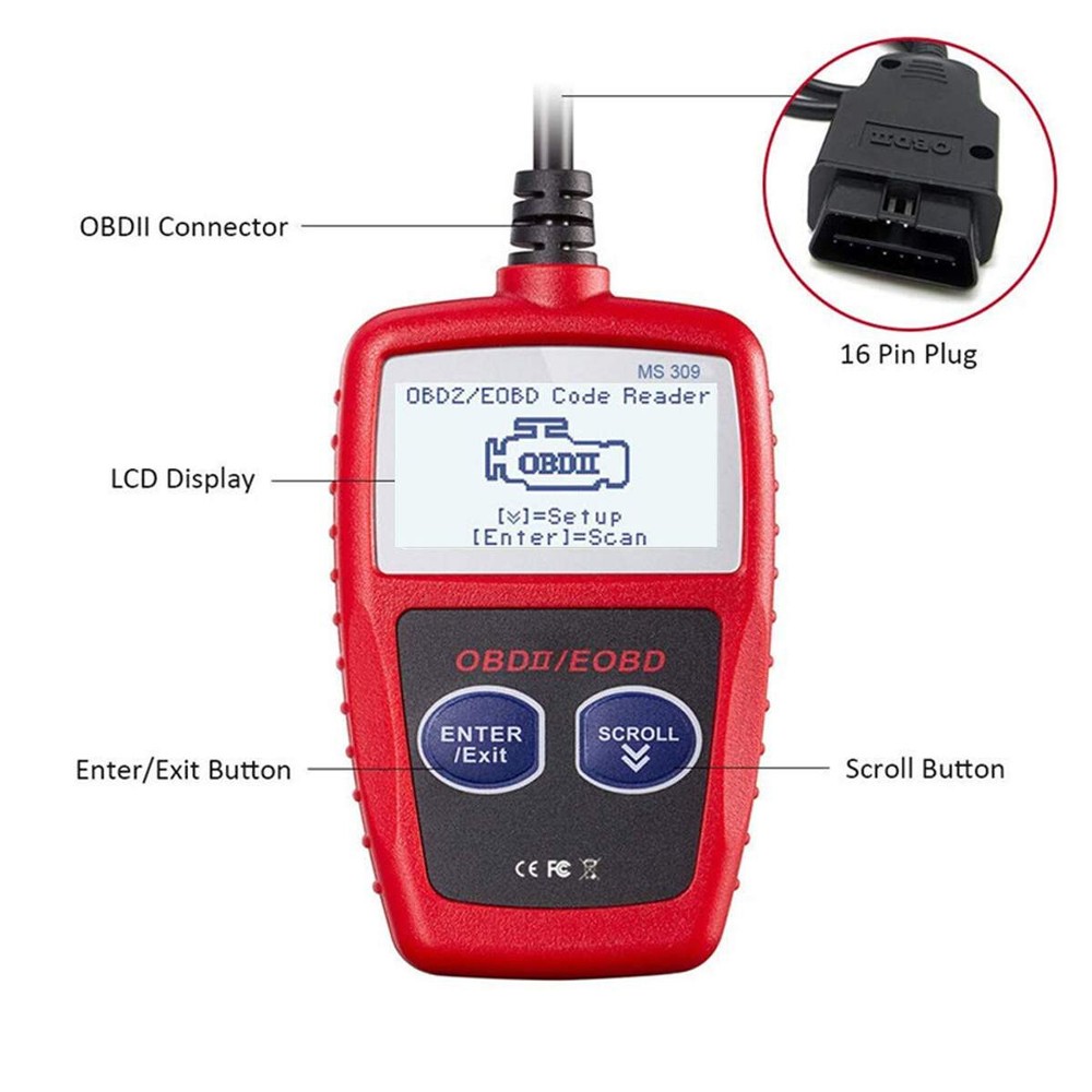 MS309 Universal Car Engine Fault Code Reader, Diagnostic Scan Tool OBD2