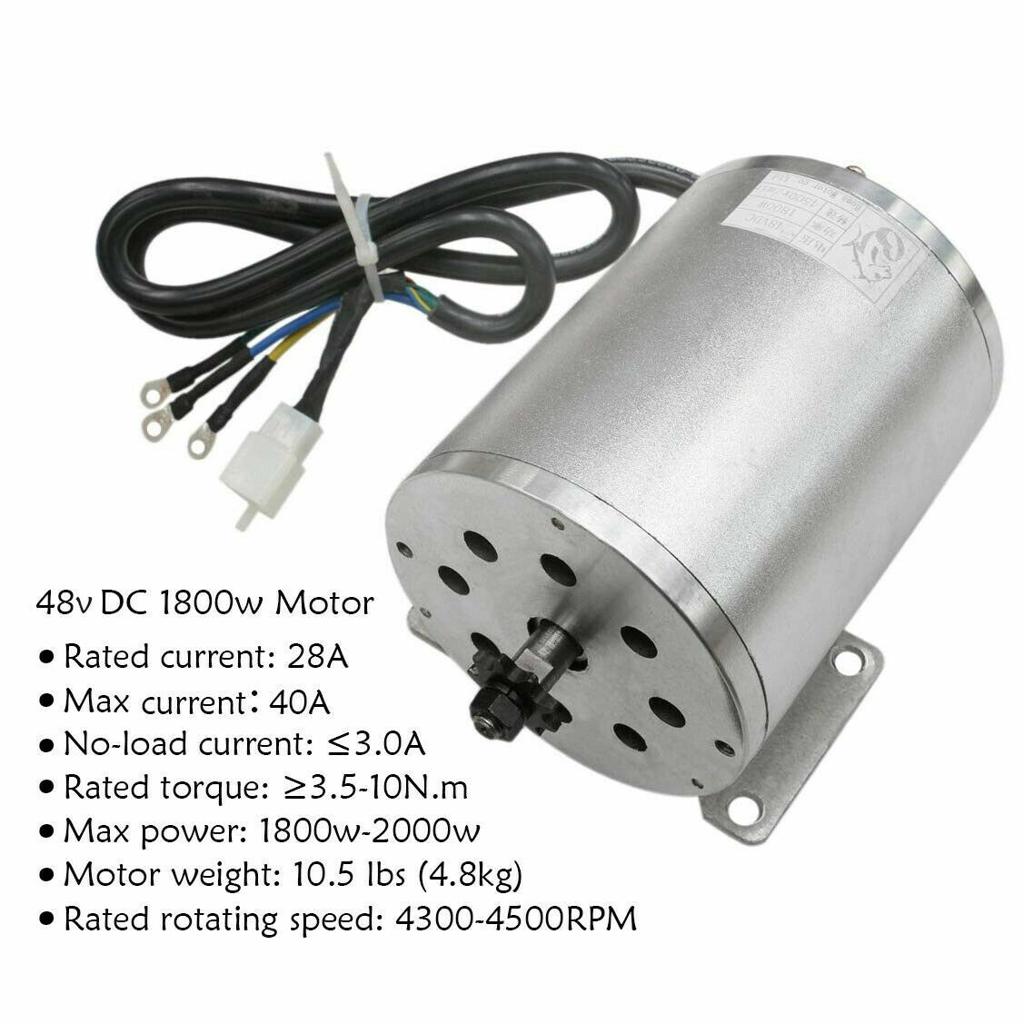 48V 1800W Brushless Electric Motor+Full Kit Pedal/Grip for Go Kart Golf Cart ATV