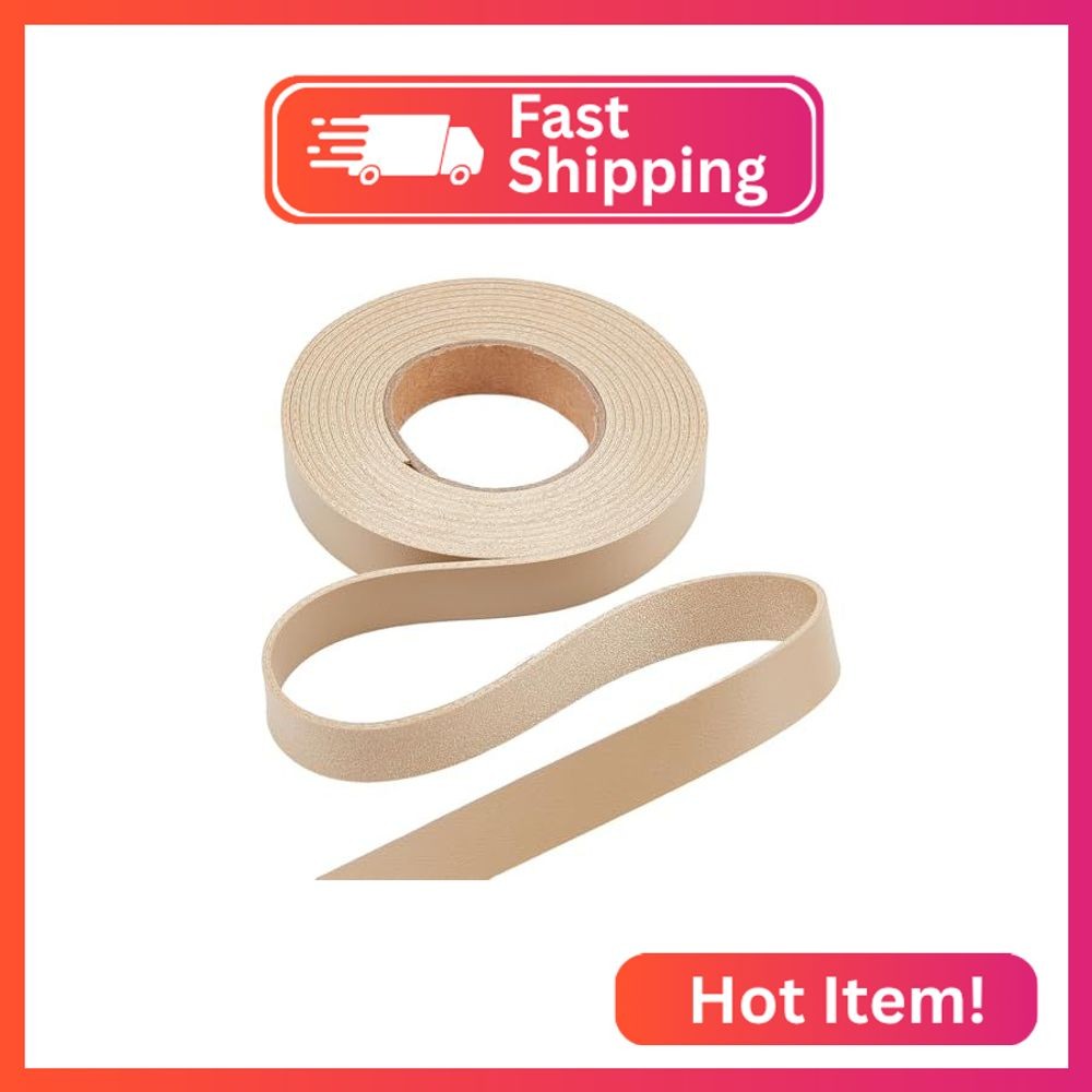 GORGECRAFT 1/2" Wide Flat Leather Cord 79" Long Double-Sided Lychee Pattern Leat