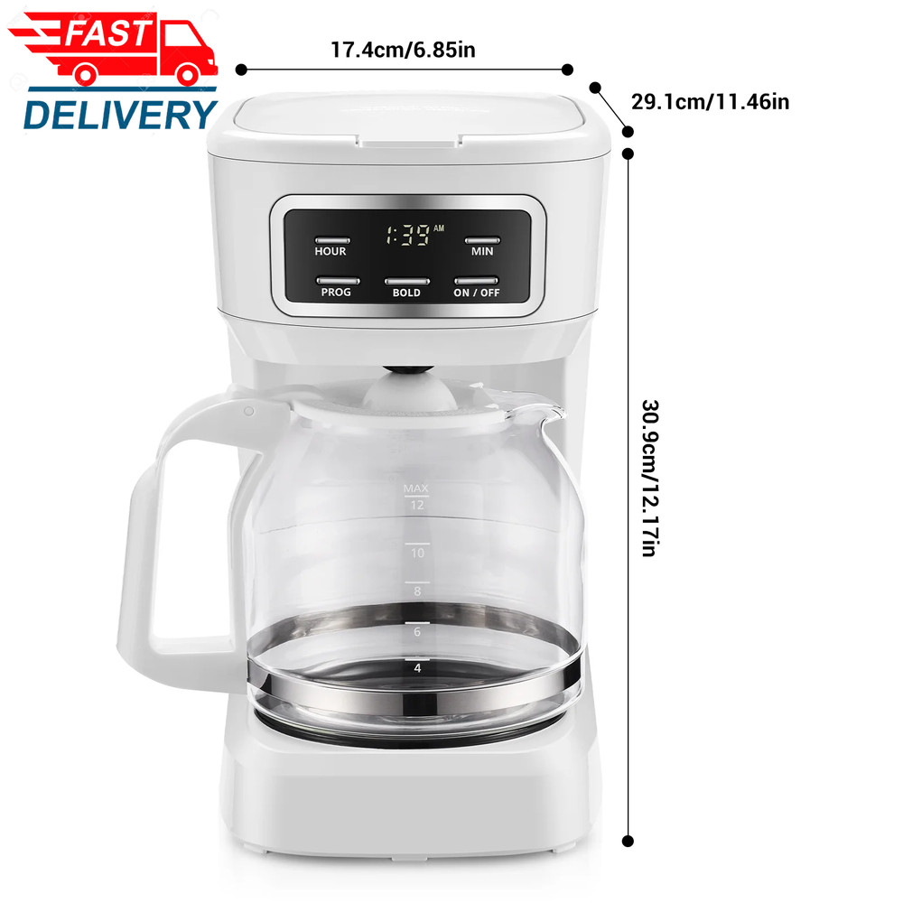 Finish 12-Cup Programmable Coffee Maker, White