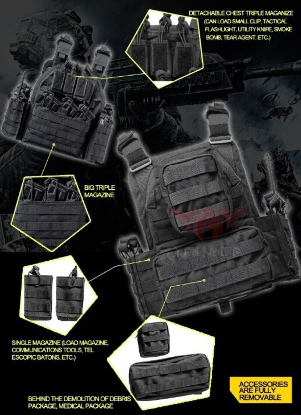 Urban Assault Camo 7 Tactical Vest Plate Carrier