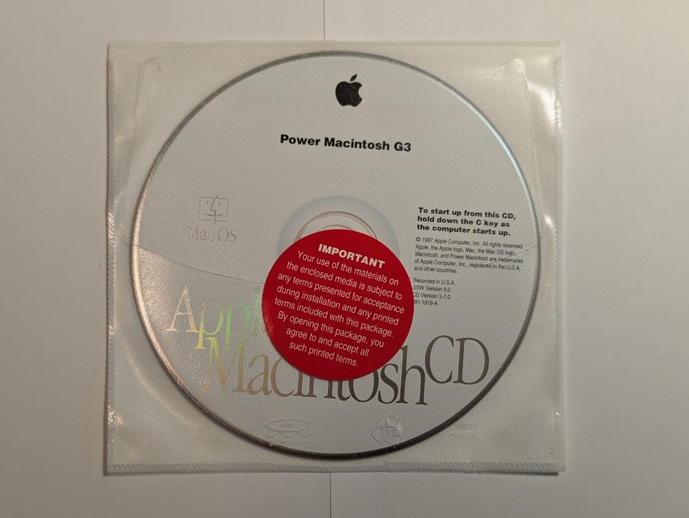 Power Macintosh G3 Apple Macintosh CD - Original System Software v 8.0