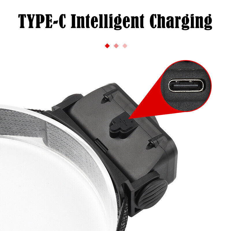 LED Headlamp Headlight USB Rechargeable Waterproof Head Light Flashlight 2 Modes