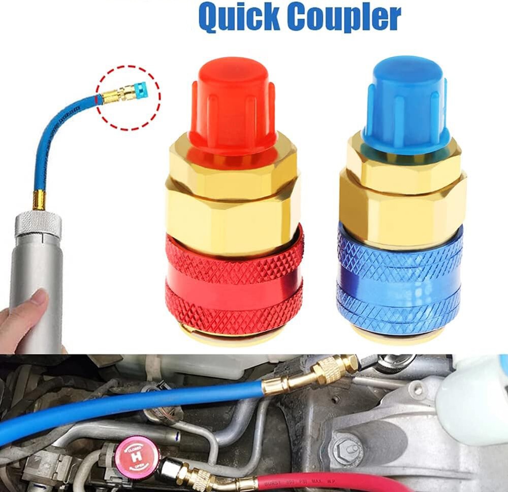 2X A/C Air Conditioning Quick Coupler Adapter High Low Manifold Connector Tool