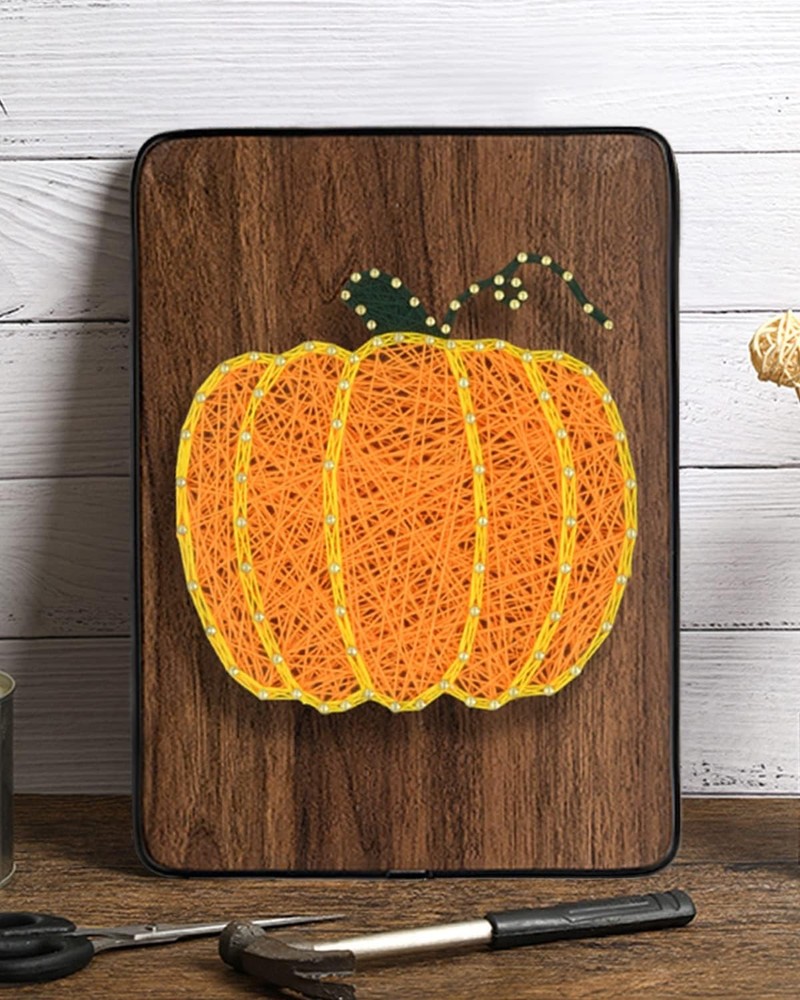 BAZIMA DIY String Art Kit for Beginner, Pumpkin Craft Kit,Unique Orange