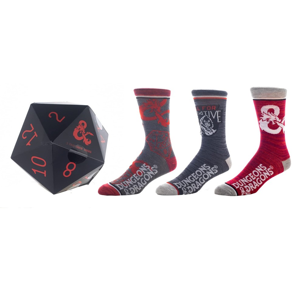 D&D Dungeons & Dragons 3 Pack Mens Crew Socks Pack