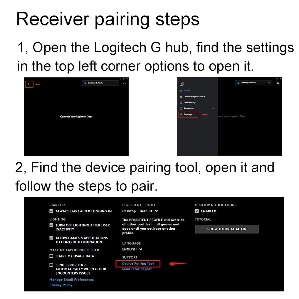 USB Receiver 2.4G USB Dongle Adapter Replacement for Logitech Spectrum MouseG604