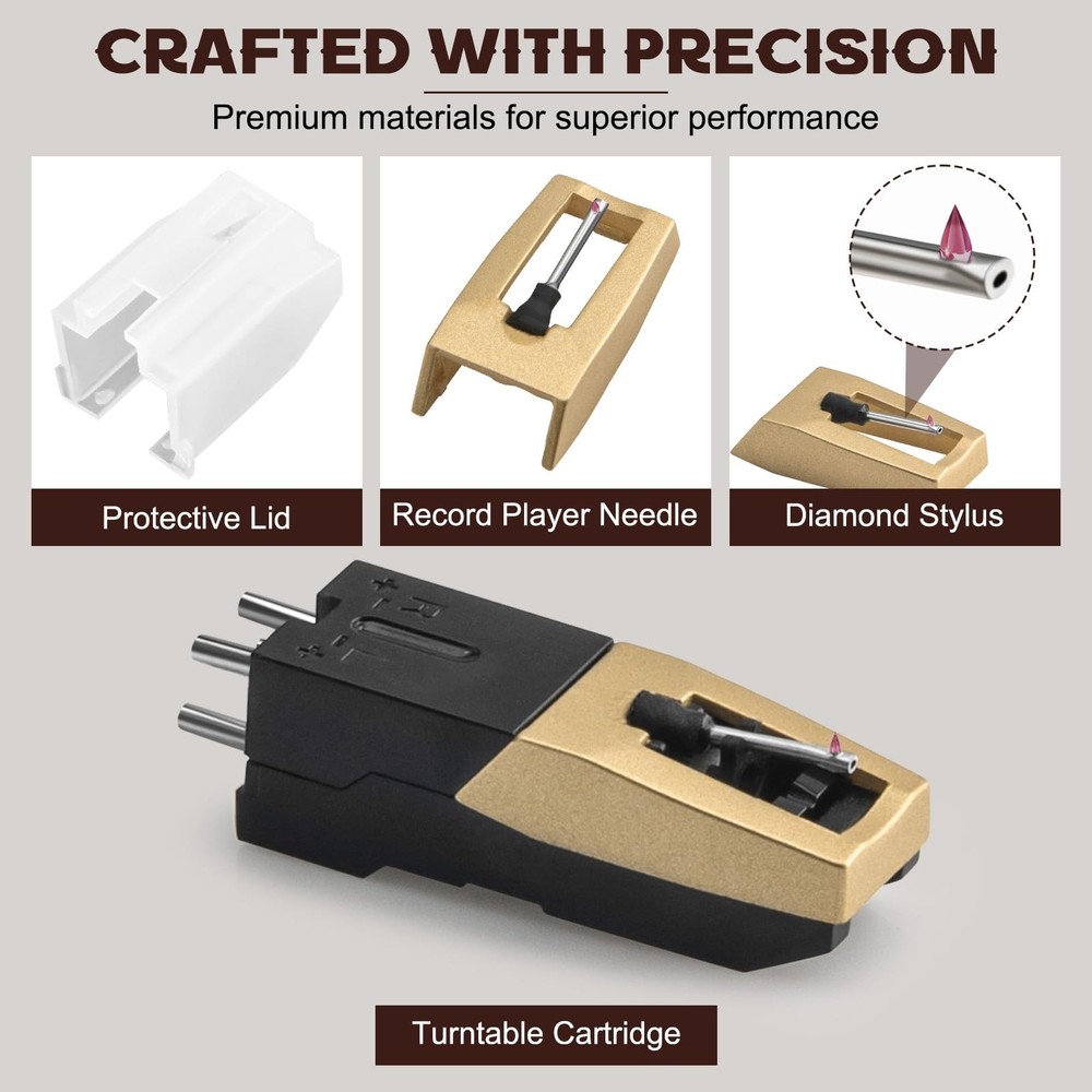 Upgrade Ruby Elliptical Diamond Tip Record Player Needle 5-Pack Stylus Kit Pro