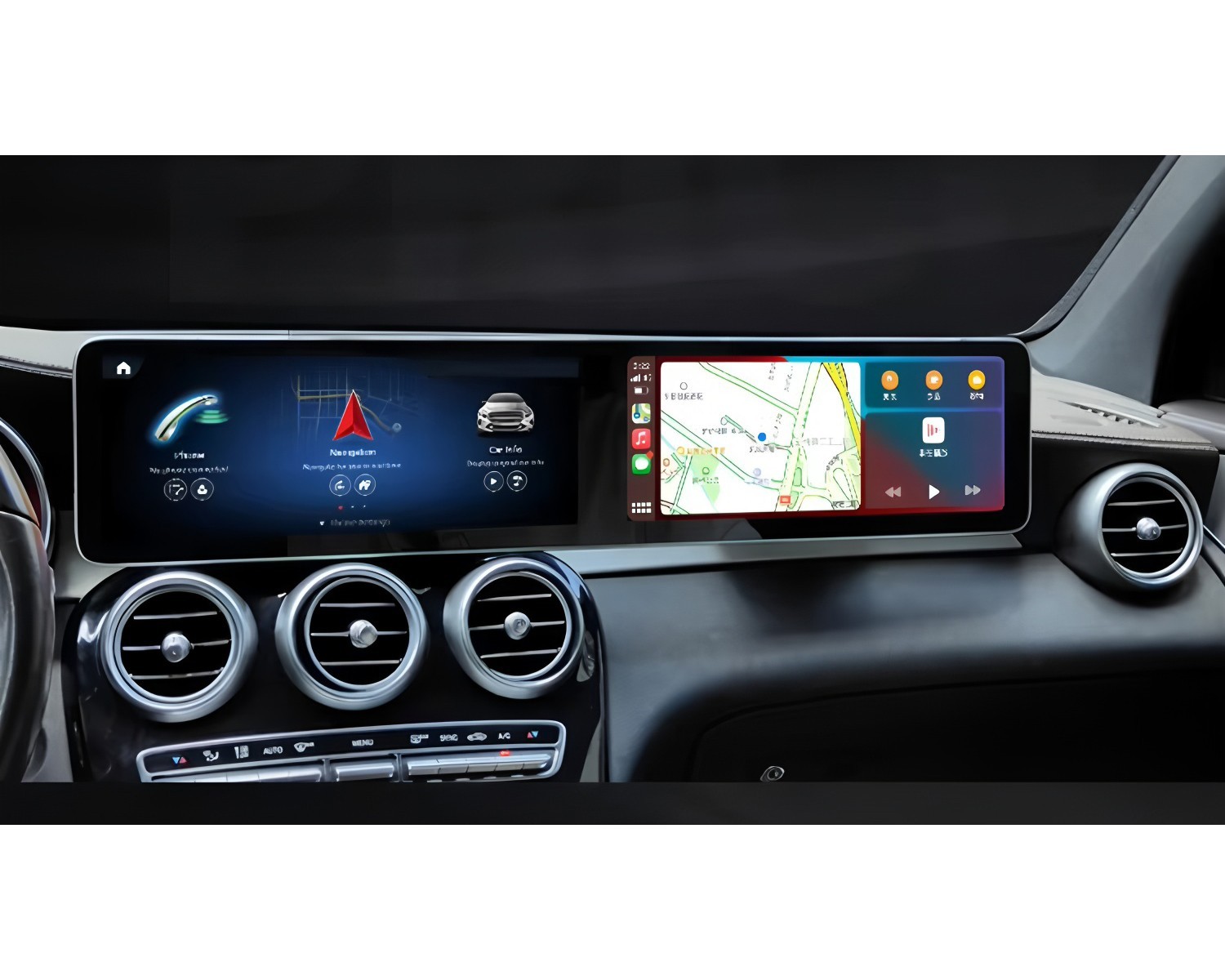 Dual Screen 12.3'' Android CarPlay GPS Stereo For Mercedes C/GLC-Class W205 X253