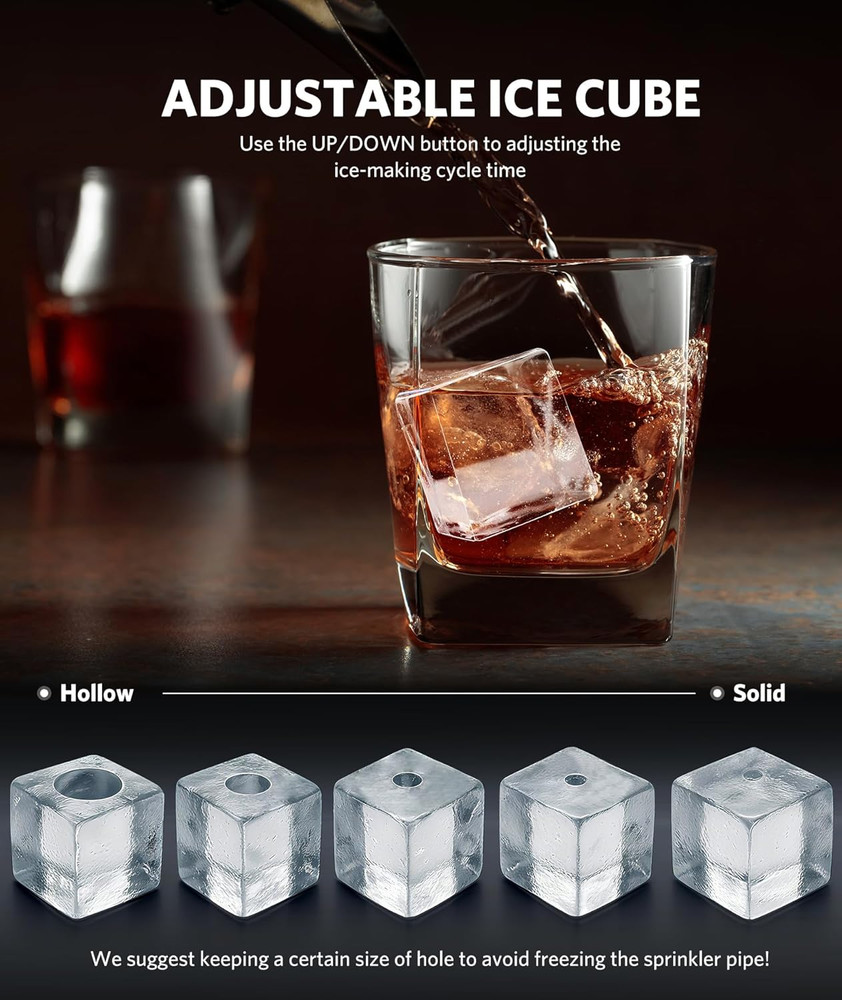 Clear Ice Cube Maker with Crystalflux Technology, 3 Crystal Ice Cube in 20Mins,