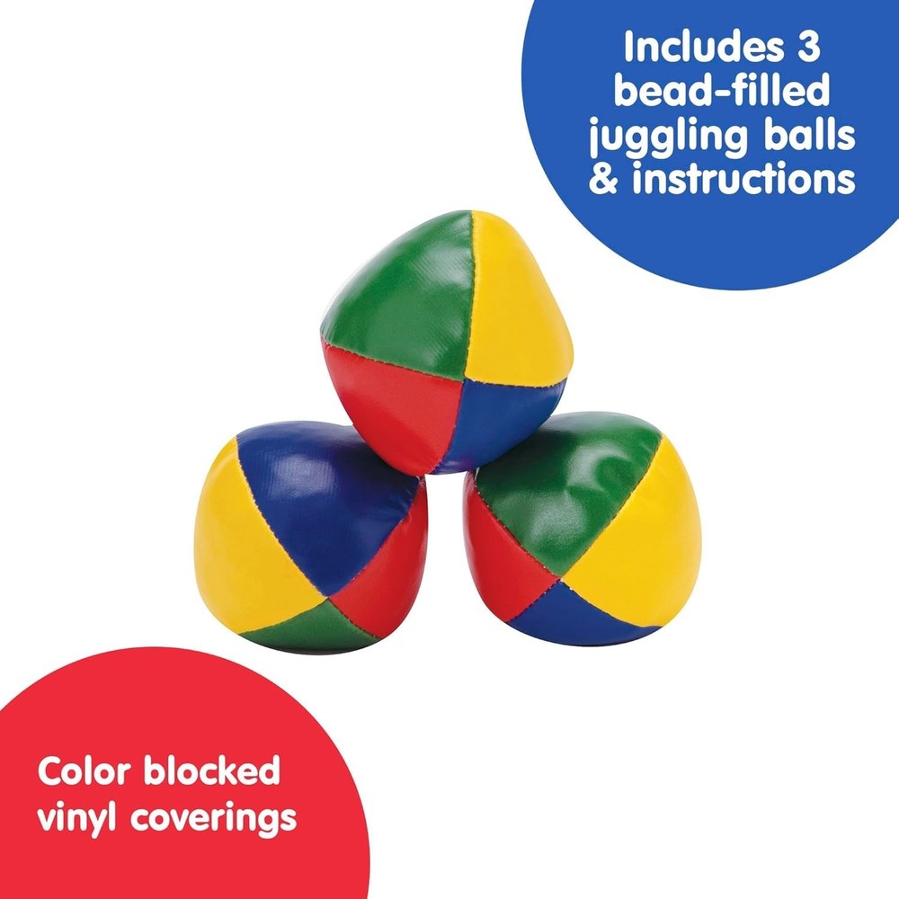 Schylling Classic Juggling Balls 3Pack Vinyl Toss & Catch Set Skill Development