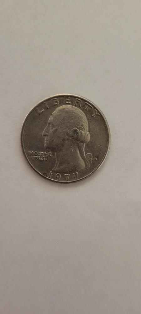 1977 Quarter filled D mint mark. Error tails side, UNI & AR Touching, See Pics