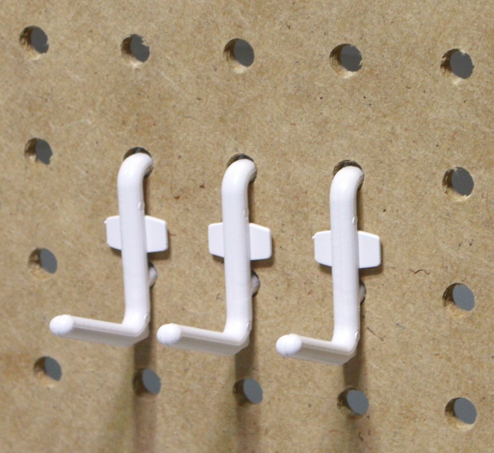 Plastic White L Style Pegboard Hook Kit / Tool, Storage, Craft Hooks-Pick a Pack