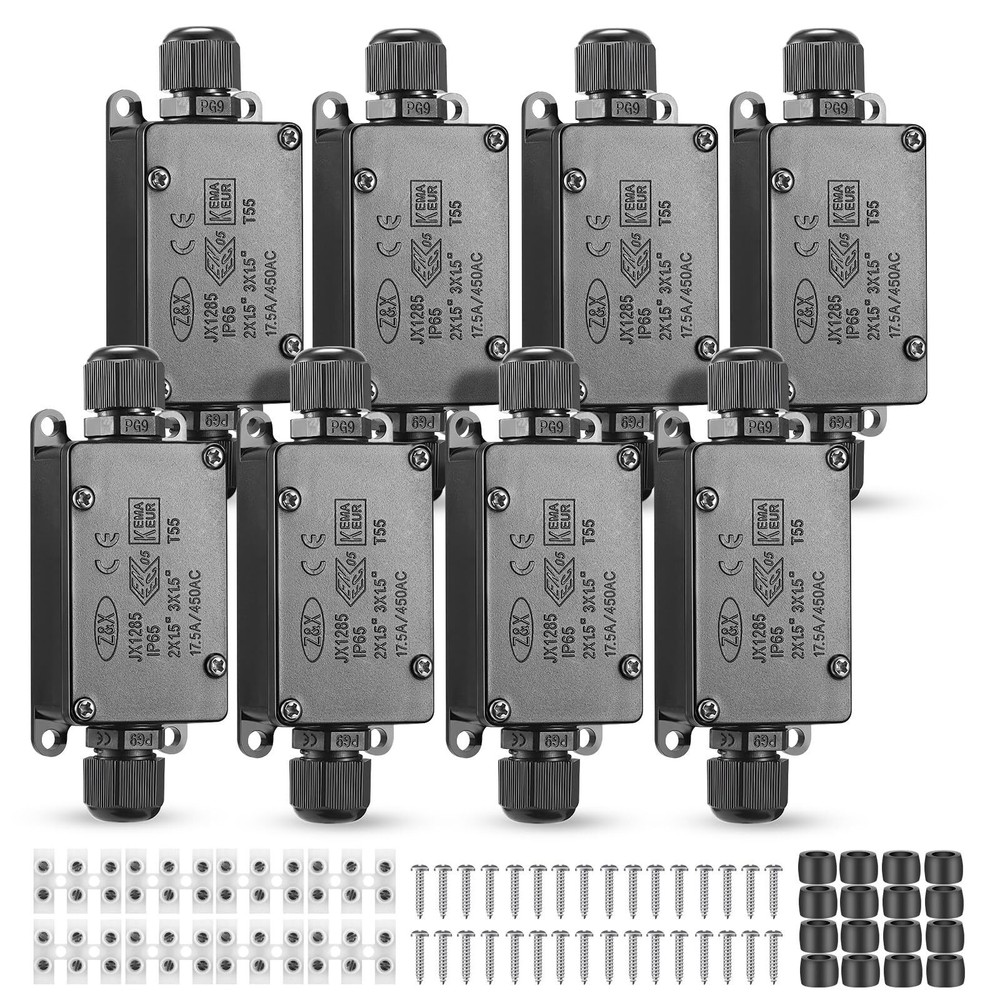 Junction Box - 8 Pack IP65 Waterproof 2 Way PG9 Electrical Junction Box Elect...