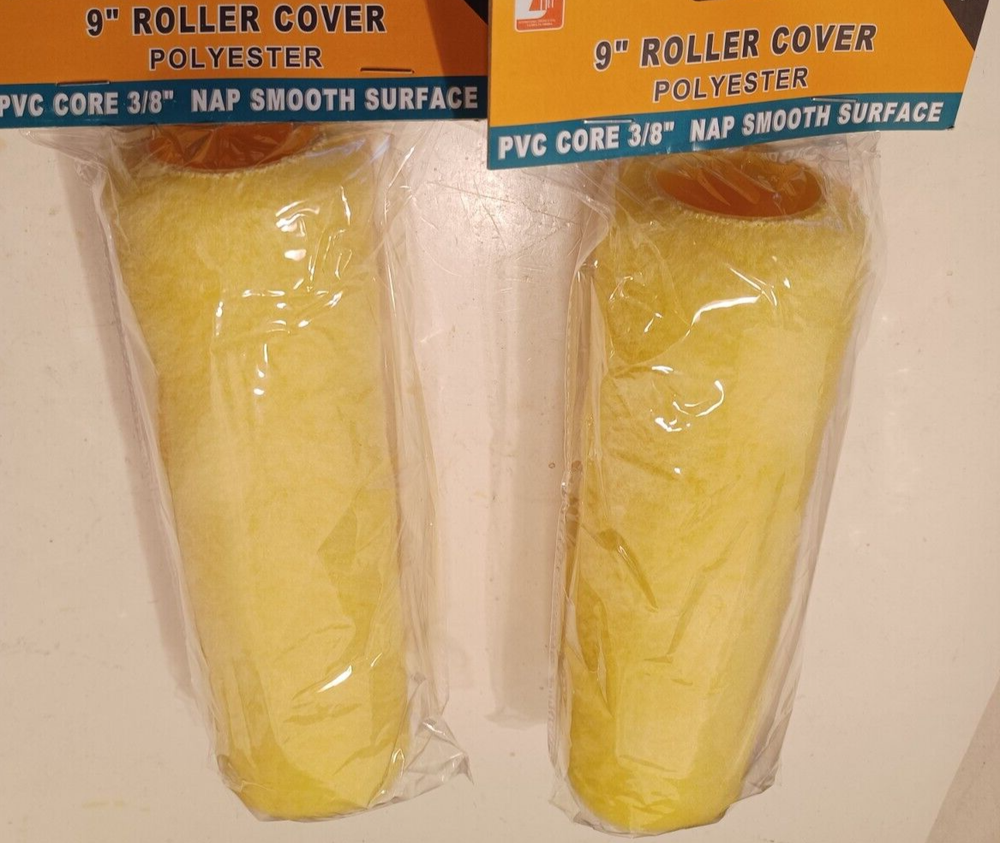 SIX PC. 9" INCH ROLLER PAINT COVERS 3/8" SMOOTH SURFACE PVC CORE